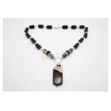 Agate, Onyx, Tourmaline & Swarovski Necklace