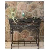 Black Rectangular Two-Tier Iron Plant Stand
