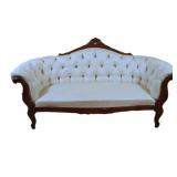 Antique Victorian Walnut Settee w Cameo Back