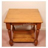 Pine Two Tier Side / End Table w Turned Legs