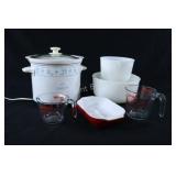 Milk Glass Mixing Bowls, Rival Crock Pot, Pyrex