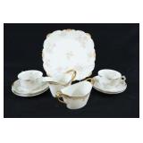 Limoges Bone China Tea Cups w Dessert Plate
