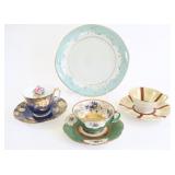 Bone China Tea Cups w Hand Painted Plate