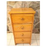 Antique Solid Pine Four Drawer Cabinet w Sections