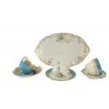 Assorted Bone China Tea Cups w Platter