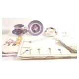 Pearl Tea Set by Venus, Small Embroidered Linens