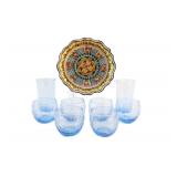 Crinkle Textured Glasses -Two Sizes w Mexico Plate