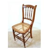 Antique Spindle-Back Side Chair Woven Cane Seat
