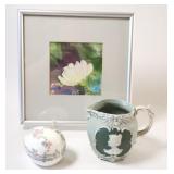 19th-C Green Jasperware Pitcher, Trinket Egg, Art