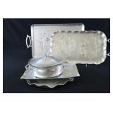 Mid Century Aluminum Trays, Serving Casserole Set