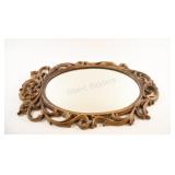 Ornate Vintage Gold-Toned Oval Wall Mirror,