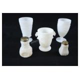 VTG & Antique Milk Glass Vases & Shaker Sets