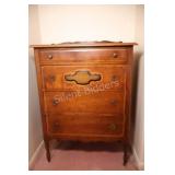 Antique Victorian Five Drawer Wood Dresser