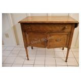 Victorian Early 1900s Oak Srop Leaf Wash Stand