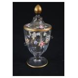 Heisey Hand-Painted Crystal Glass Lidded Candy Dis