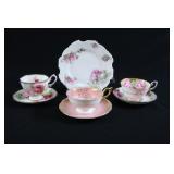 Assorted Bone China Tea Cups w Plate