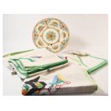 VTG Hand-Embroidered Small Table Linens, Vase
