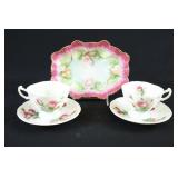 Assorted Bone China Tea Cups w Scallop Bowl