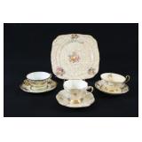 Assorted Bone China Tea Cups w Plate