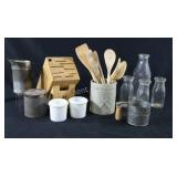 Ceramic &  Milk Glass MacLarens Cheese Containers