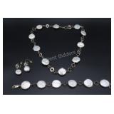 Sterling Coin Shape Freshwater Baroque Pearl Set