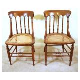 Antique Victorian Pressback Oak Side Chairs