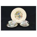 Bone China Tea Cups w Deocrative Plate