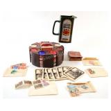 Bookplate Labels, Whisky Jug, Poker Chips