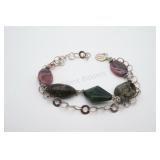 Jade, Agate, Bracelet, Set in Sterling Silver