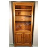Rustic Pine Display Bookcase w Lower Cupboards