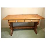 Rustic Farmhouse-Style Pine Table w Two Drawers