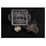 Stain Glass Piano,Glass Paperweight w Frosted Tray