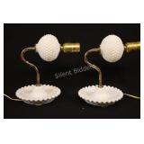 VTG Milk Glass Hobnail Wall Sconces Lights