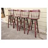 Set of 4 Wooden Swivel Bar Stools