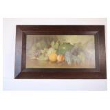 Antique Fruit Print w a Rustic Wood Frame