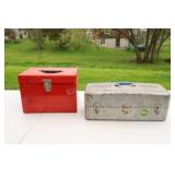 Red Tool Box and Vintage Fishing Tackle Box