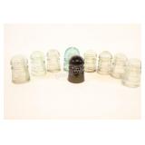 VTG Glass Pole Insulators, w Olive Green Color