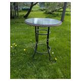 Outdoor Glass & Metal Bar Height Table