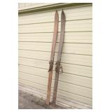Set of Antique Wooden Cross Country Skis