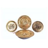 VTG Hammered Brass Decorative Wall Plaques