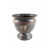 Metal Painted Plant Pot With Lion Head Handles