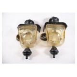 VTG Carriage Amber Glass Lantern Wall Lights