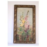 VTG Oil on Canvas Painting  of Hollyhocks