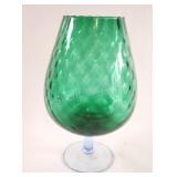 1960s Empoli Green Diamond Optic Glass Snifter Vas