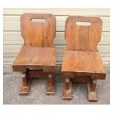 Set of Rustic Pine Trestle Chairs