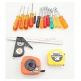 Screwdrivers, Hex Drivers, Tapes & Combination Sq.