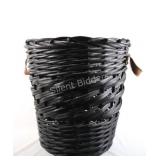 21" Large Black Woven Rattan Hamper w Handles