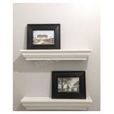 White Floating Wall Shelves w Farmhouse Prints