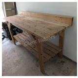 Heavy-Duty Wooden Workbench, w Lower Shelf