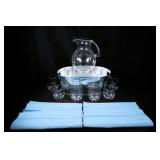 Plastic Sangria Pitcher & Six Glasses w Placemats